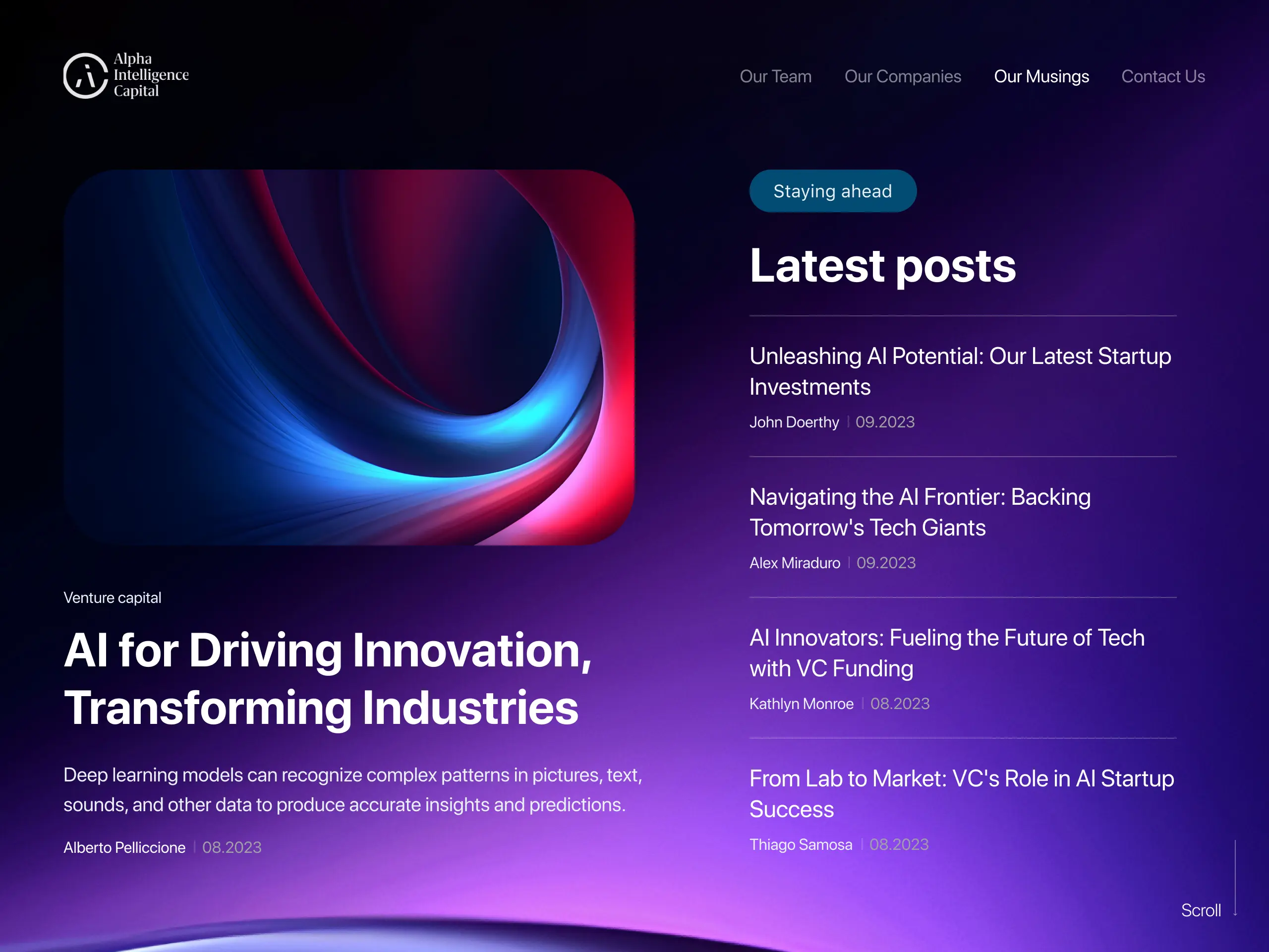 AIC website portfolio page design