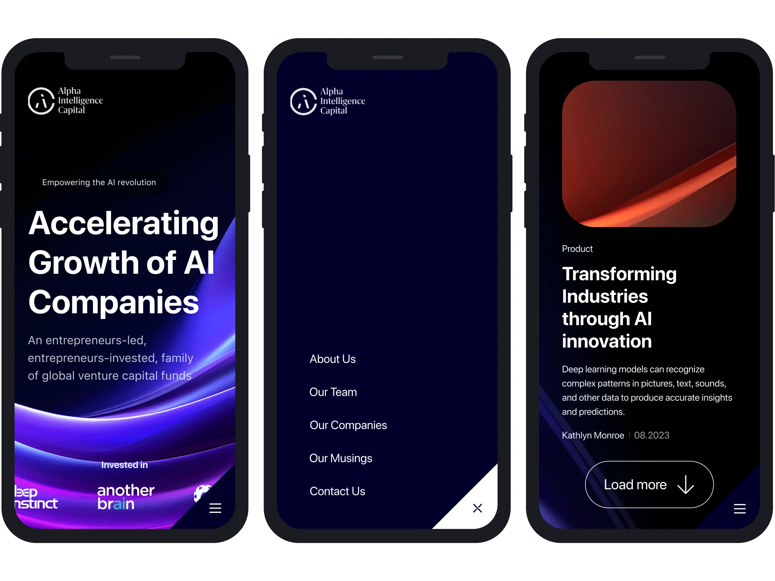 AIC website mobile version design