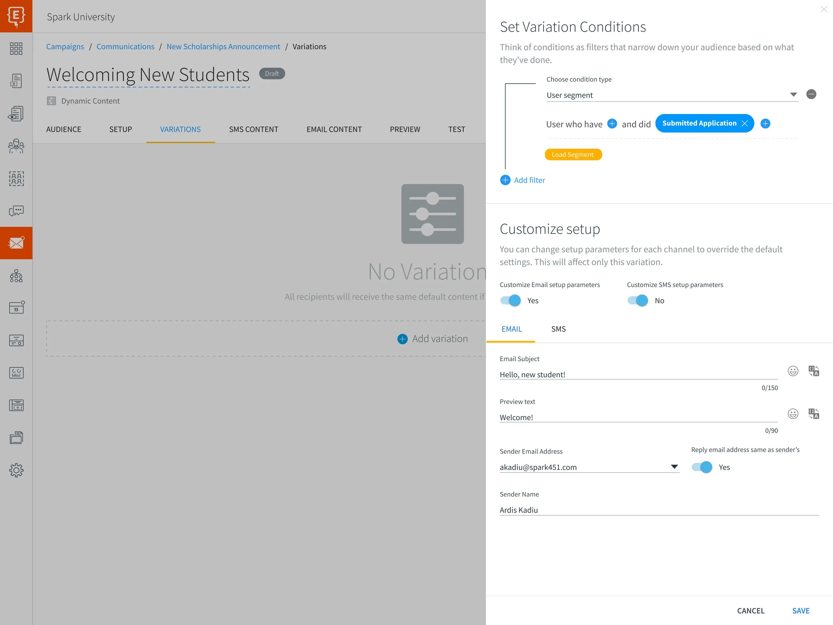 Element451 audience segmentation interface for targeted campaign delivery