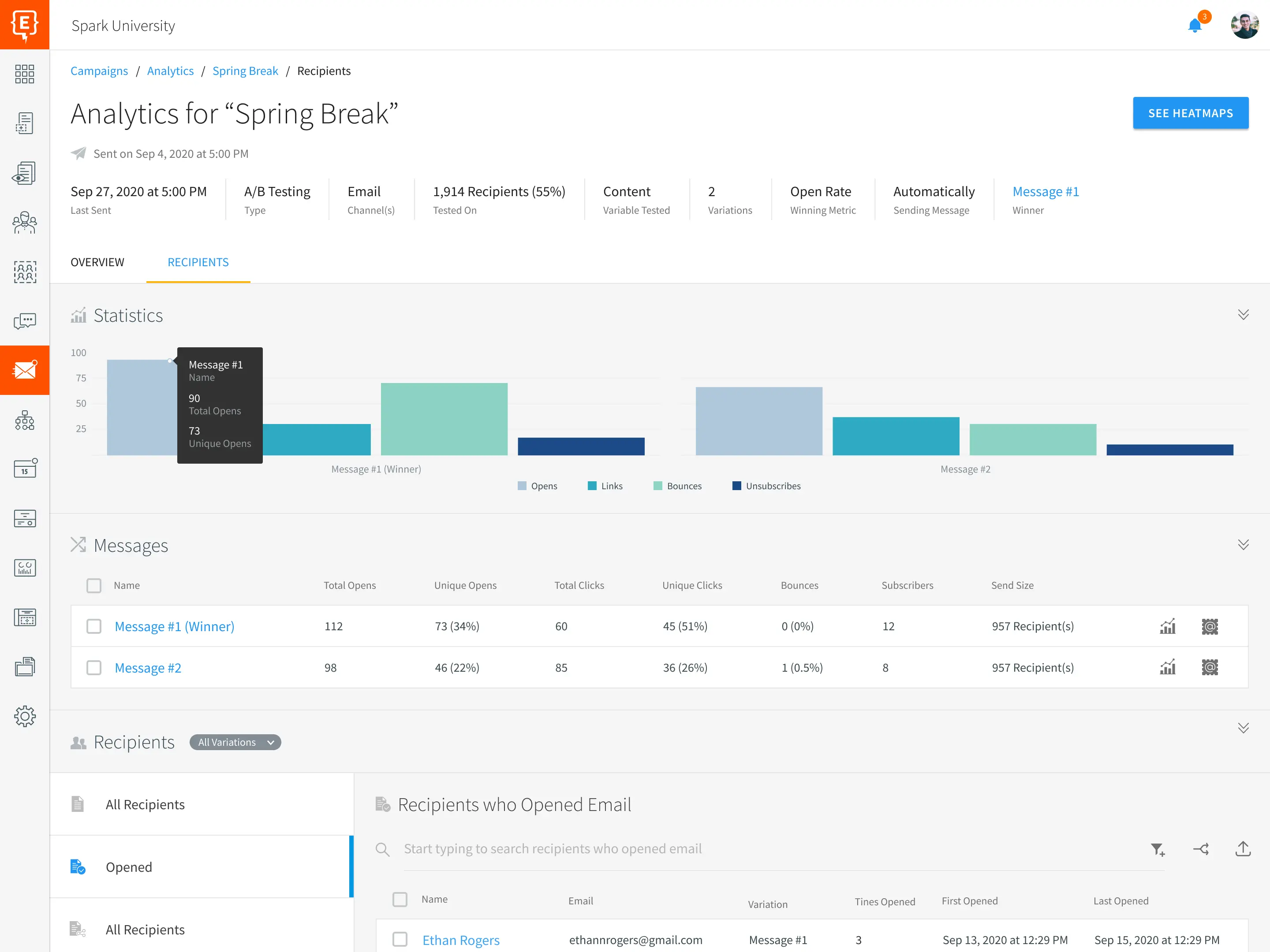 Element451 campaign delivery status and recipient management