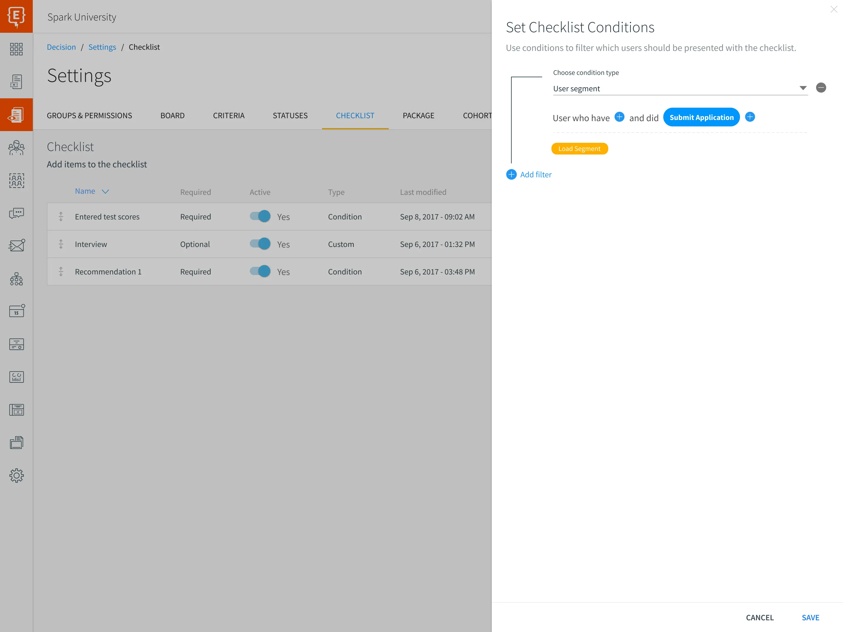 Element451 application scoring rubric management with custom evaluation criteria