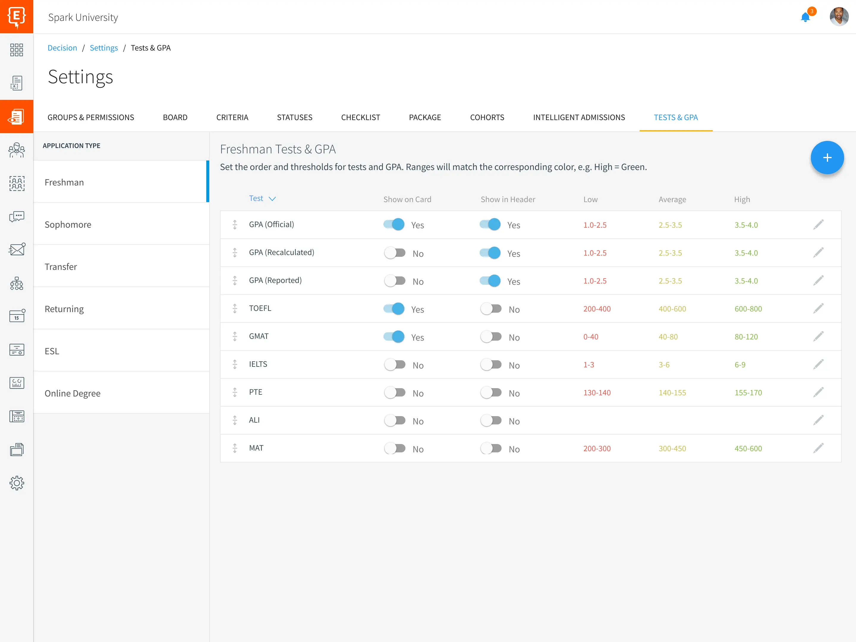 Element451 admissions committee workflow with review assignments and approval processes