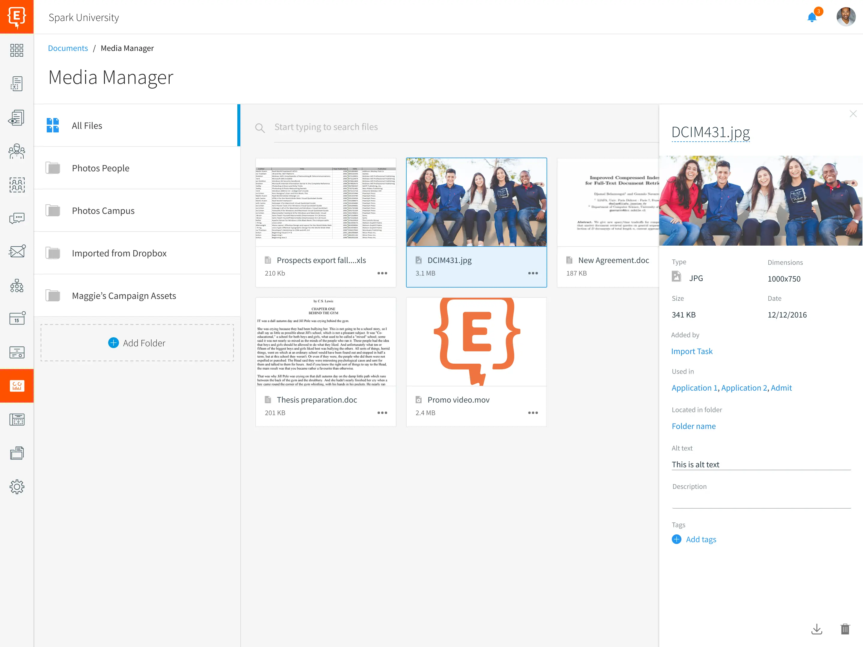 Element451 document management system with file organization and search capabilities