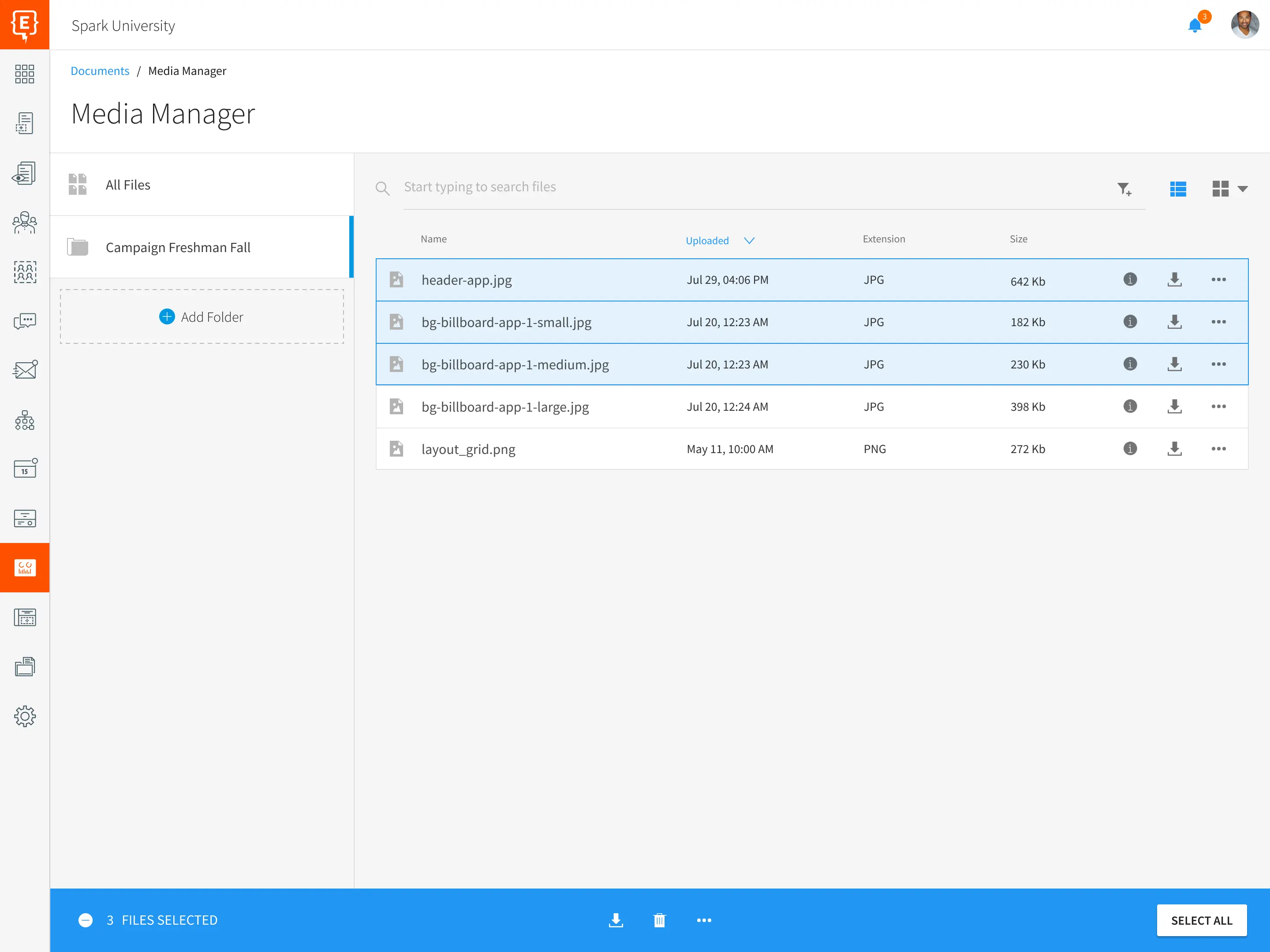 Element451 document upload interface with drag-and-drop functionality and metadata tagging