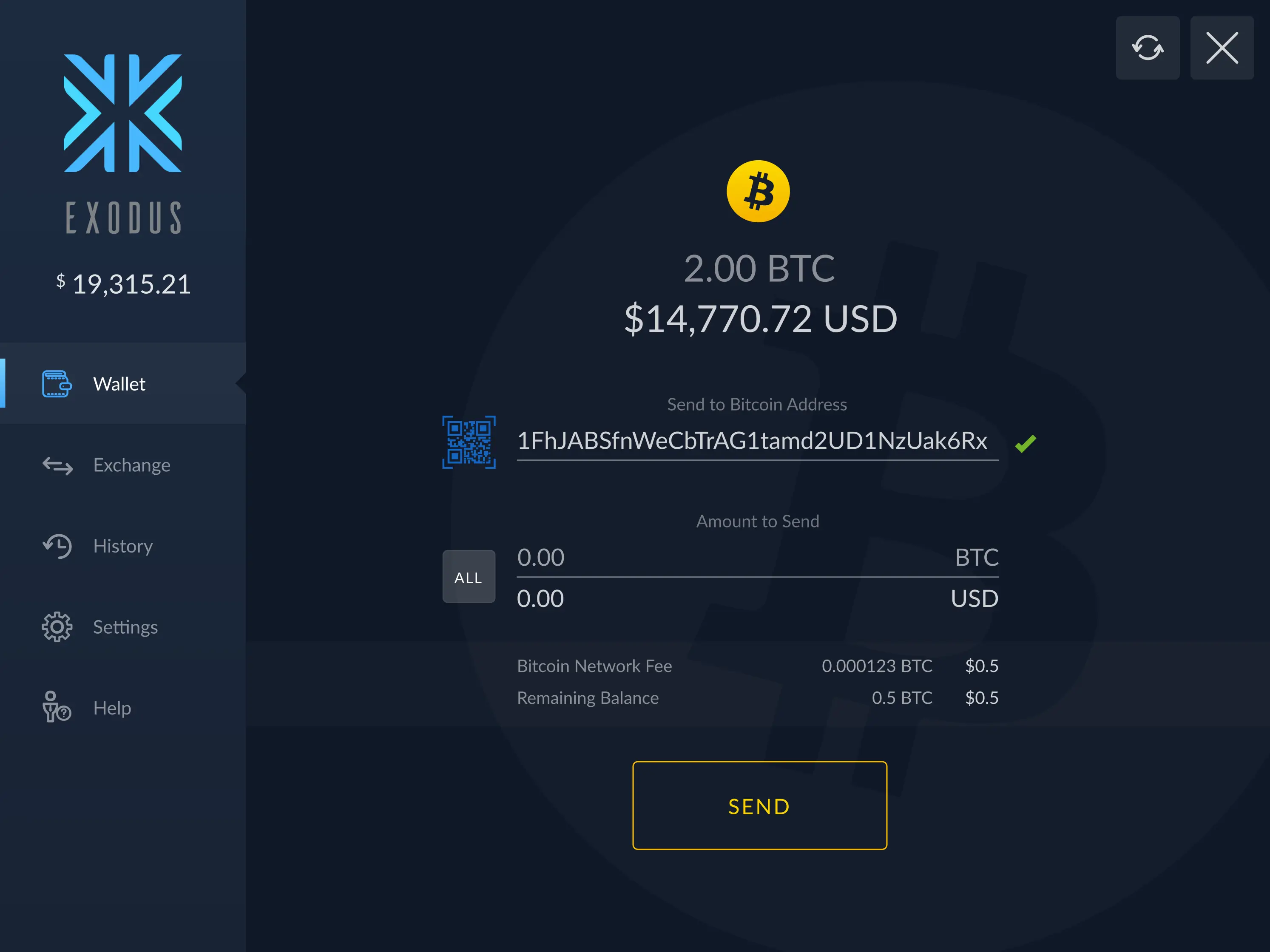 Exodus wallet exchange feature
