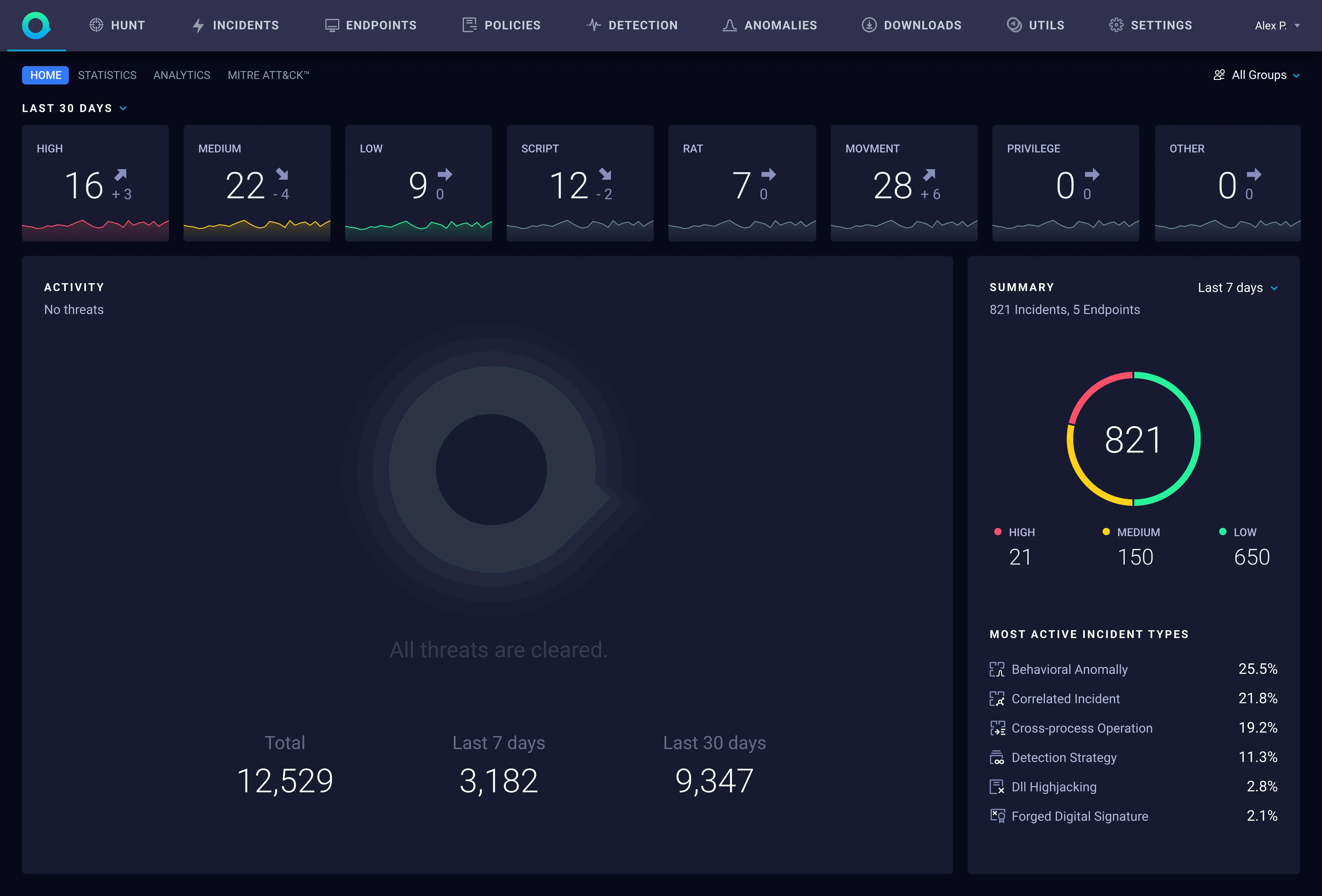 ReaQta platform interface screen 2