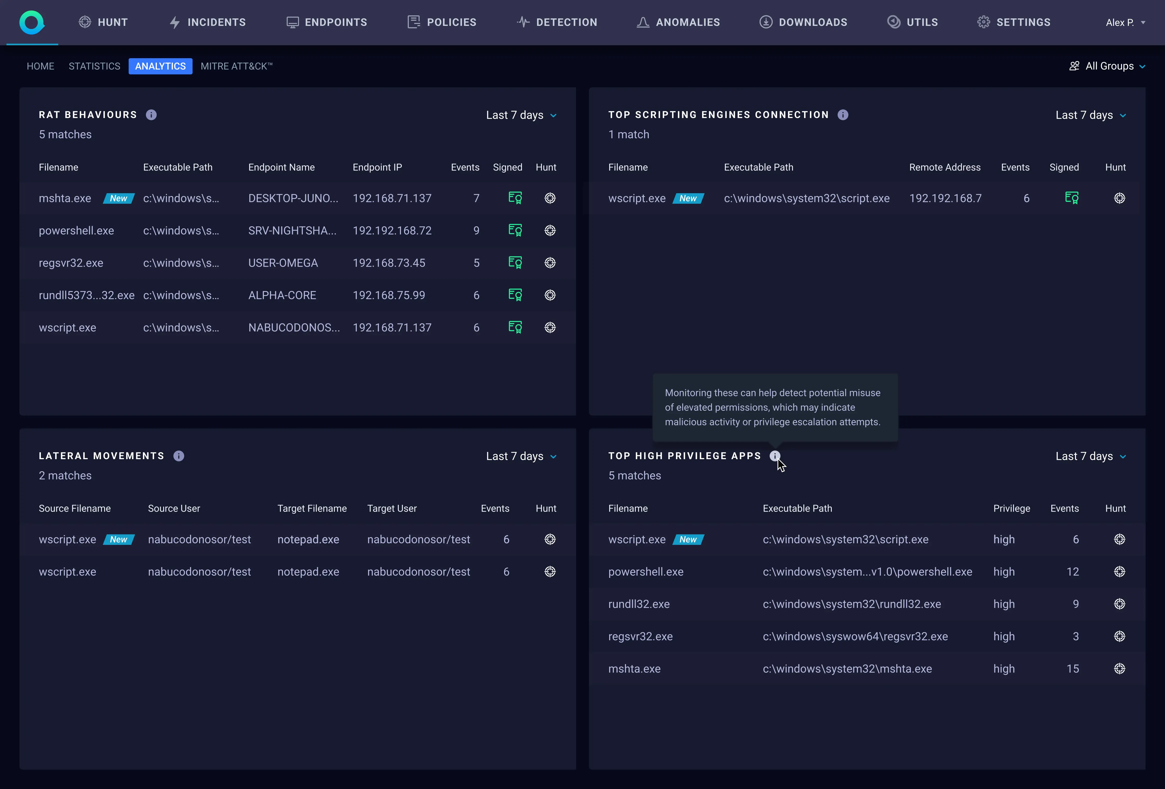 ReaQta platform interface screen 4