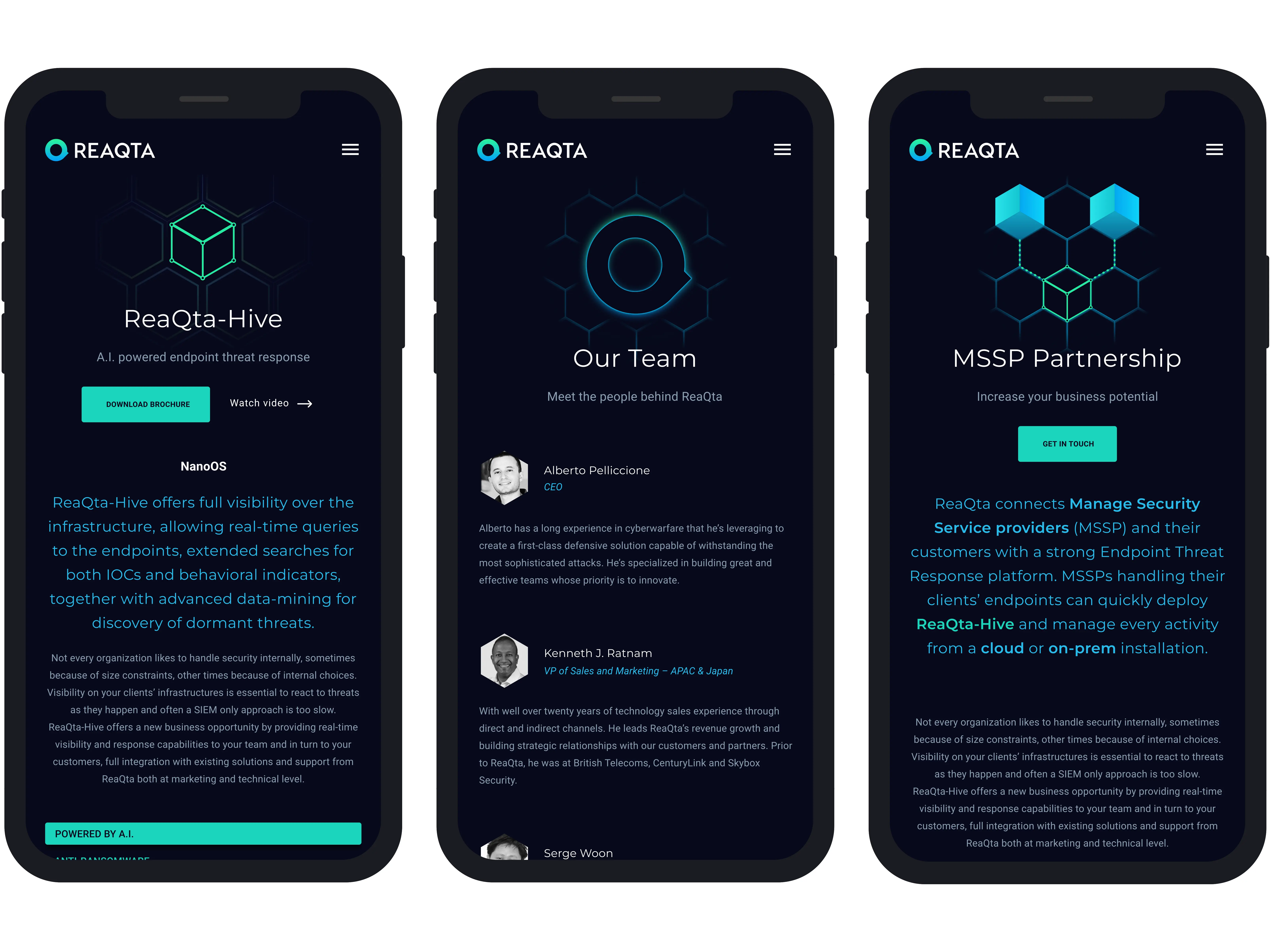ReaQta Website Mobile