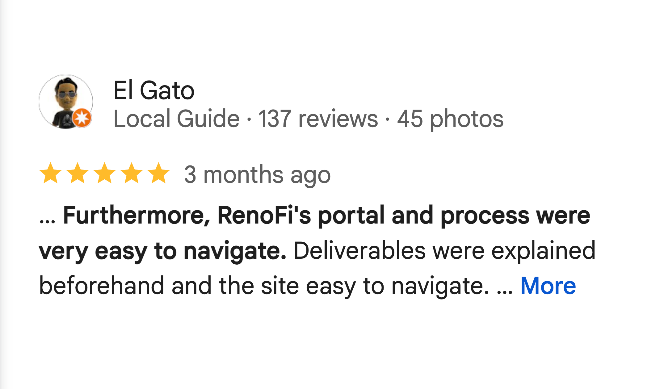 RenoFi Google Review About Good User Interface 1