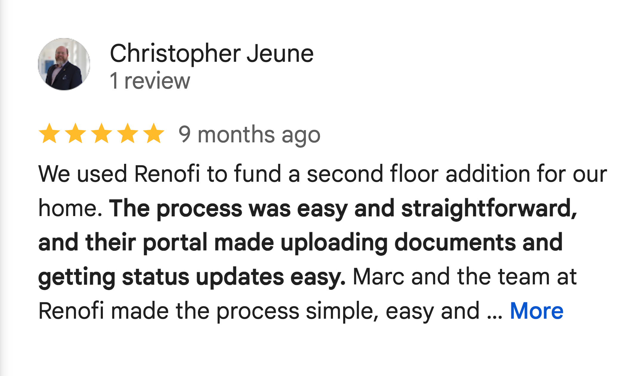 RenoFi Google Review About Good User Interface 4