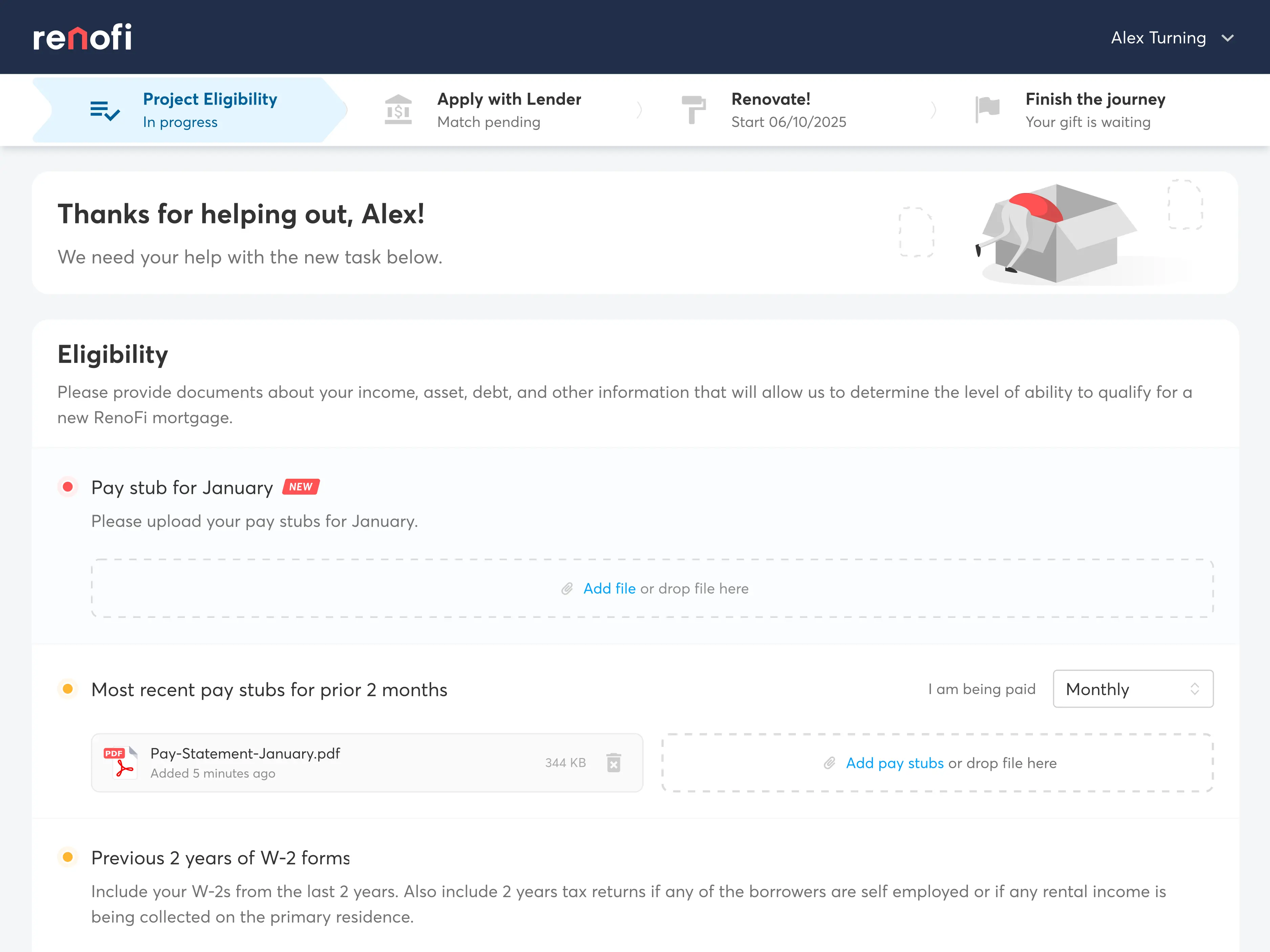 RenoFi secure application interface screen 2