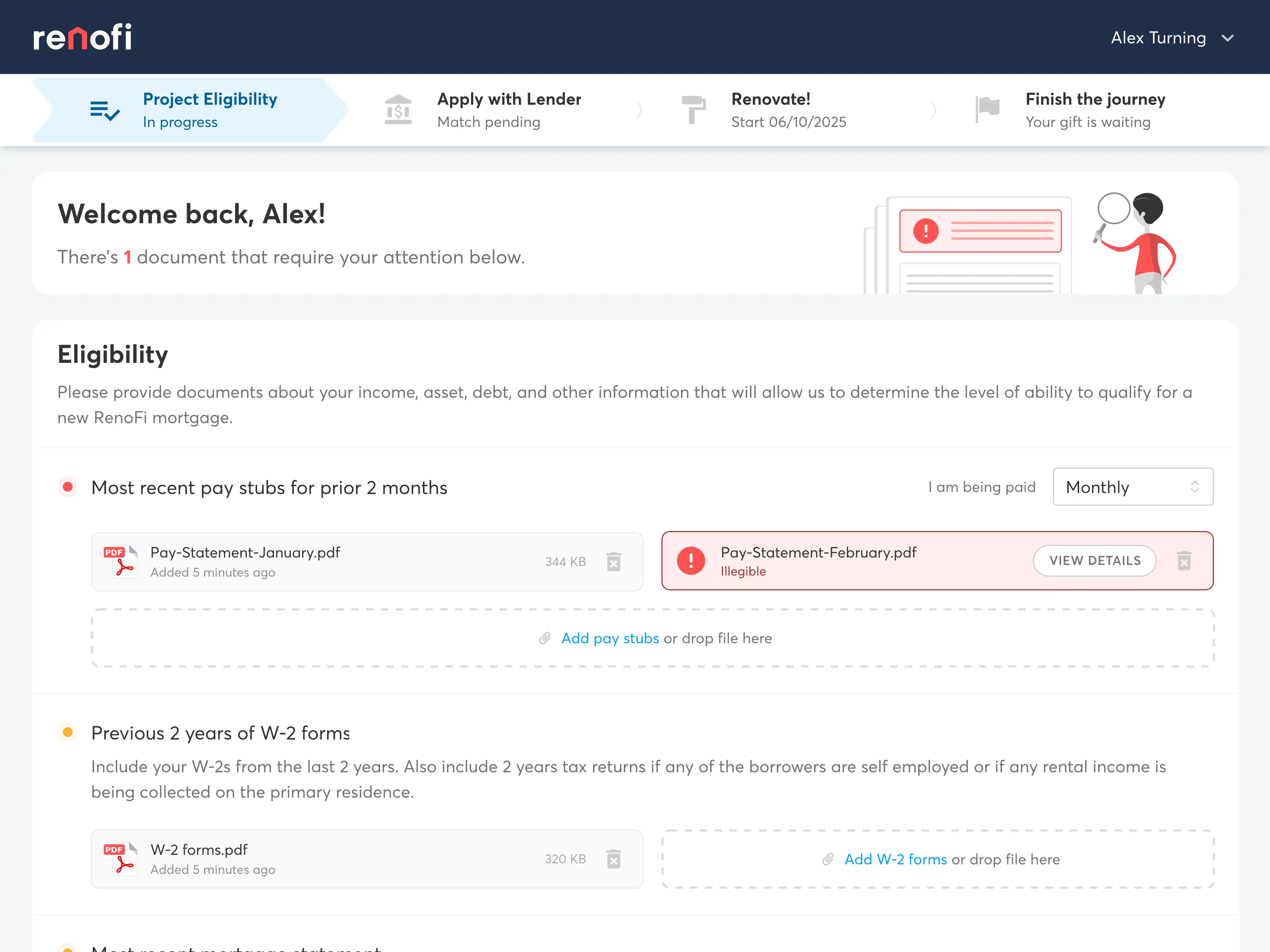 RenoFi secure application interface screen 3