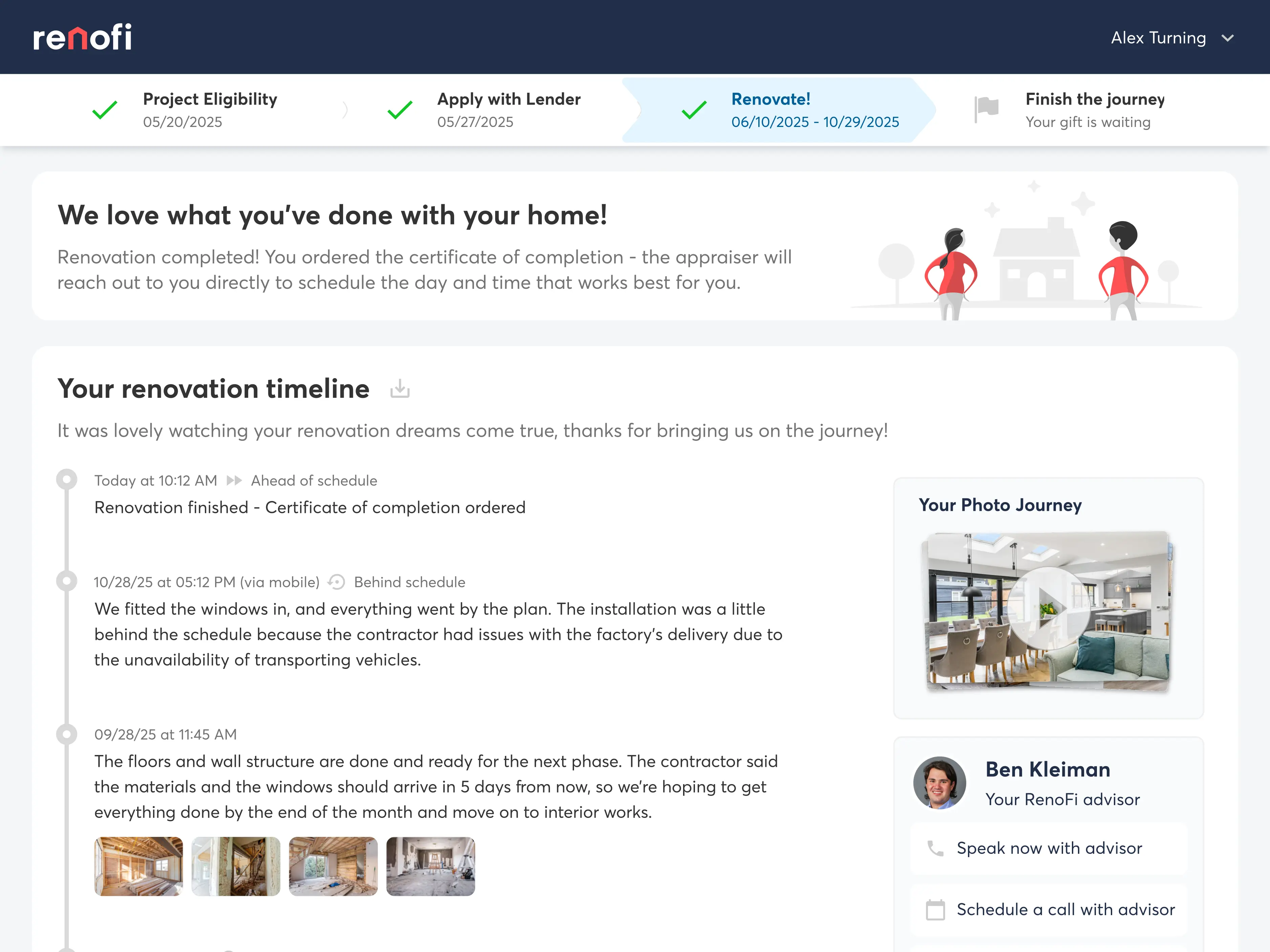 RenoFi secure application interface screen 6