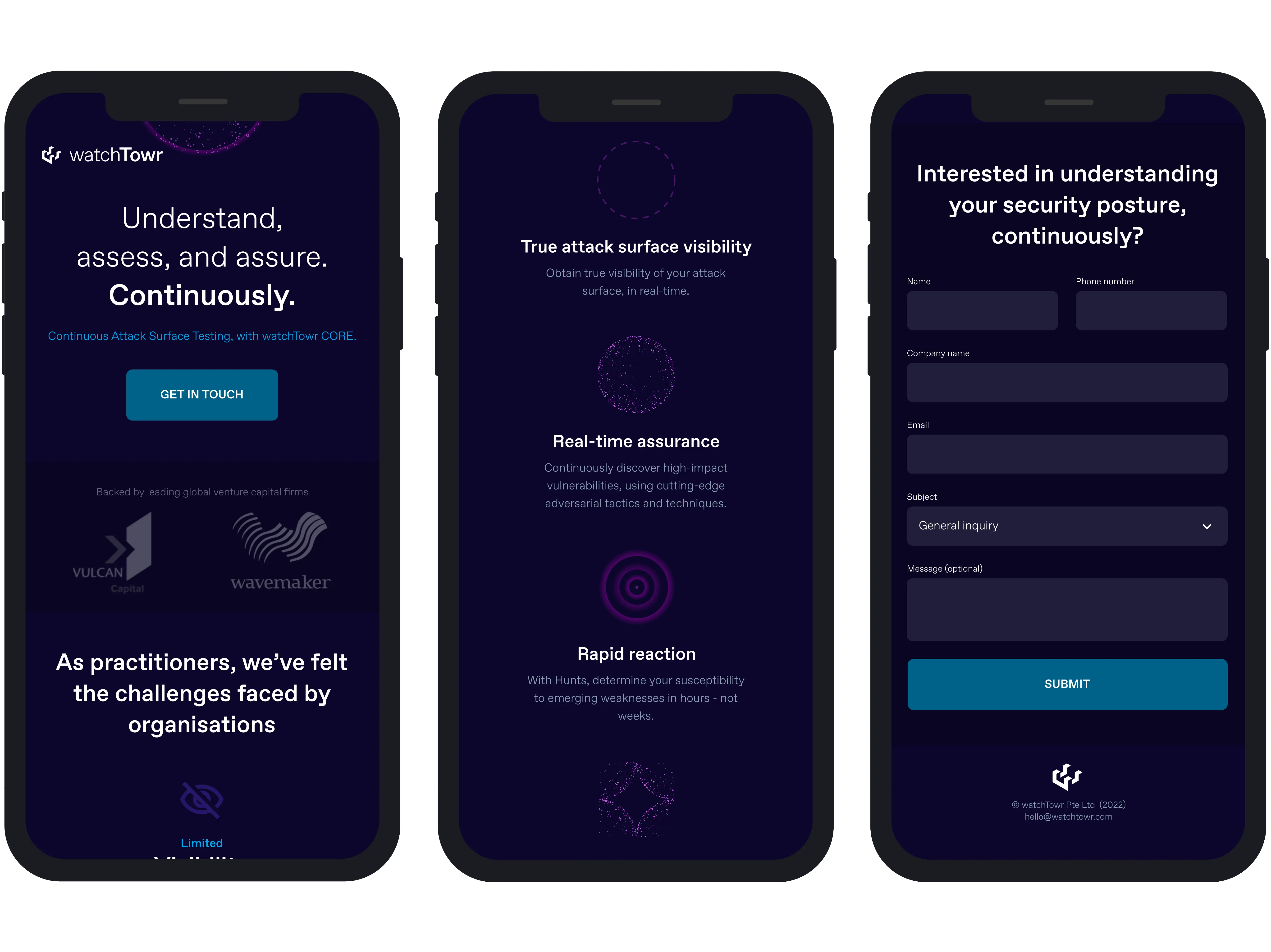watchTowr website mobile version design